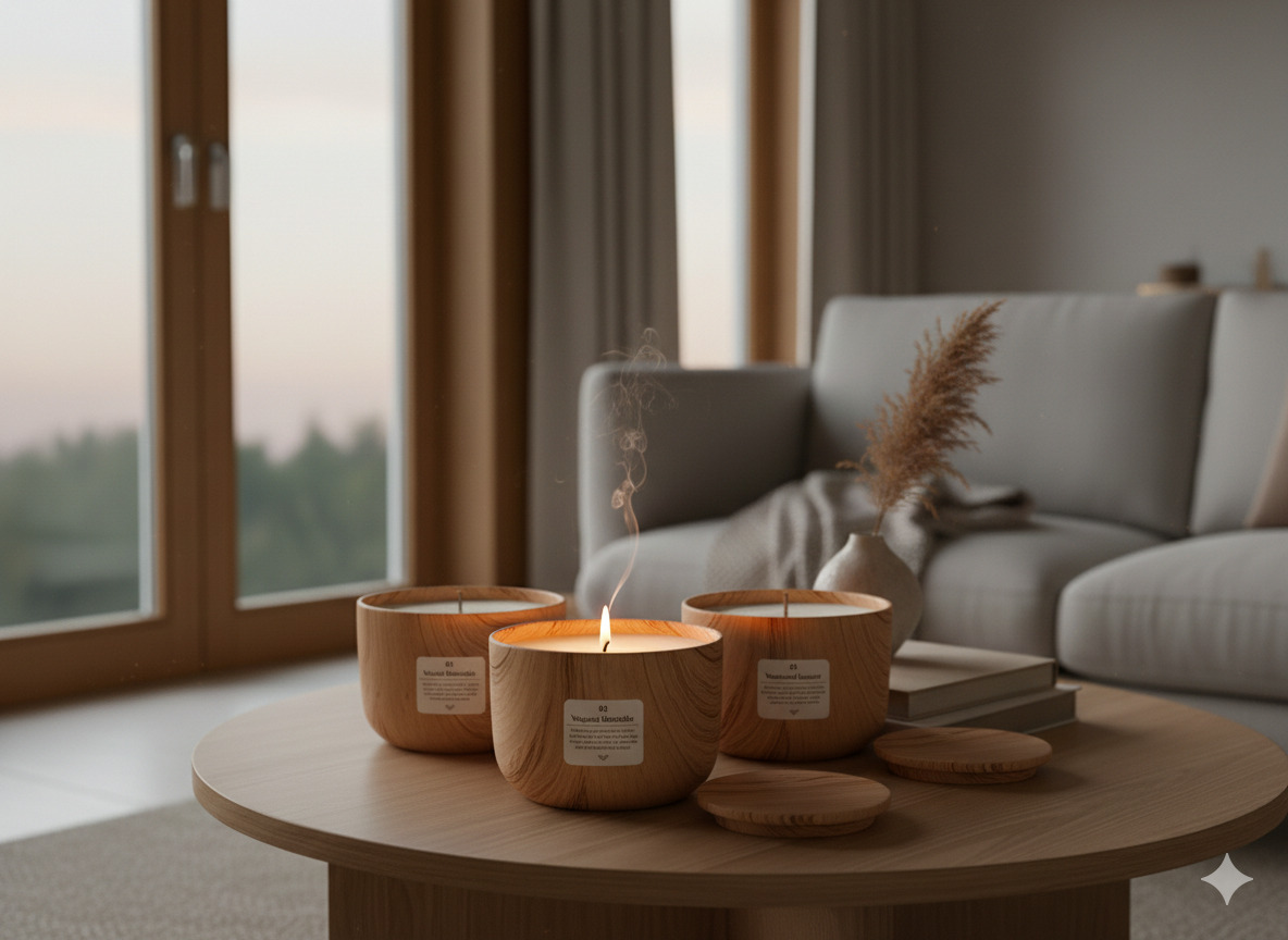 Wooden scented candles