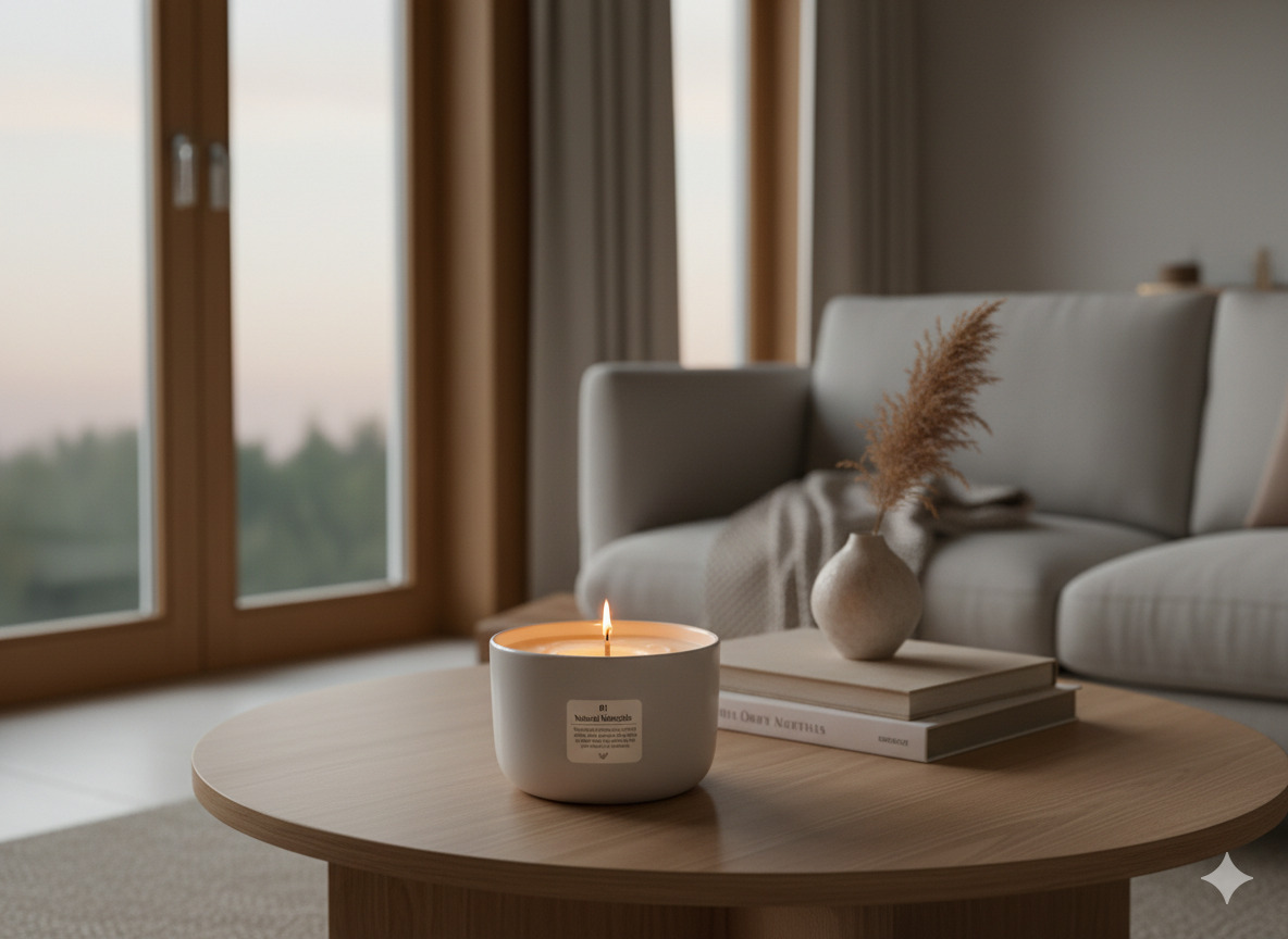 Candle in modern interior